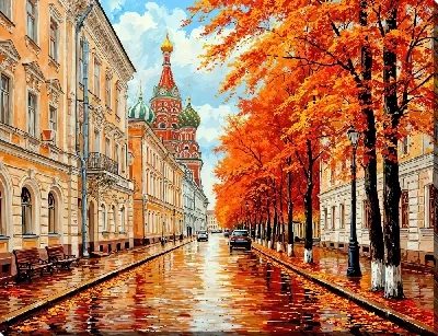 Картина маслом Дождливая московская осень