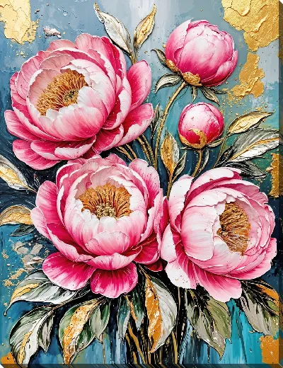 Картина маслом Пионы в современном стиле