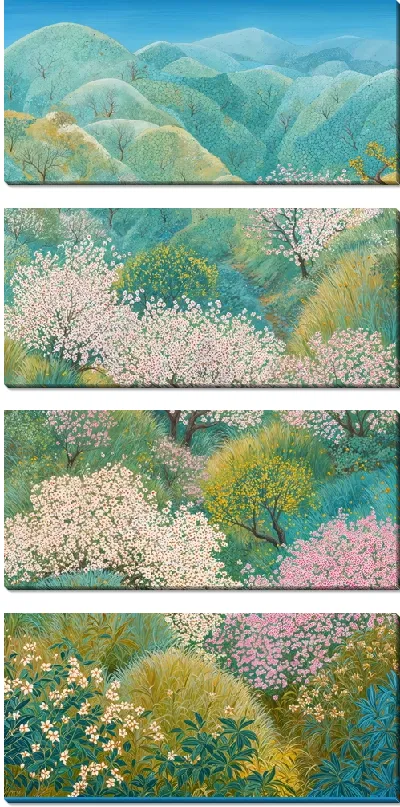 Модульная картина Холмы цветущих садов