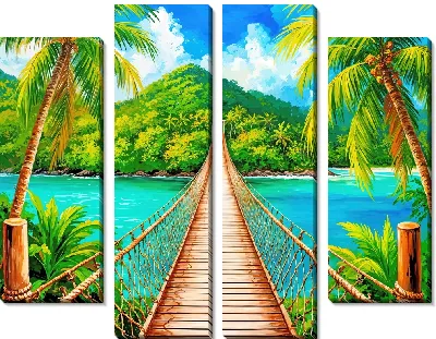 Модульная картина Канатный мост на остров