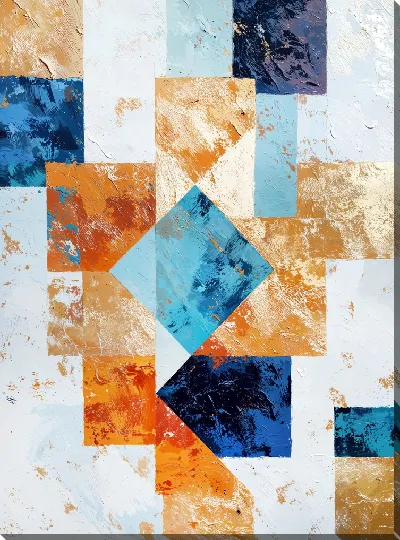 Картина маслом Арт ромбы и квадраты
