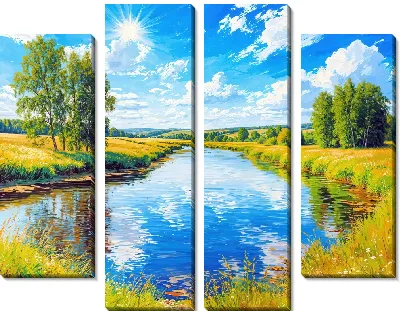 Модульная картина Пруд днем летом