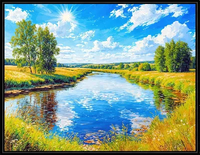 Картина Пруд днем летом