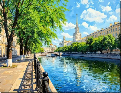 Картина маслом Набережная Петербурга