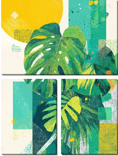 Модульная картина Листья пальмы в стиле арт №7