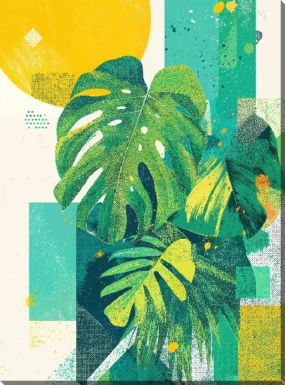 Картина маслом Листья пальмы в стиле арт №7