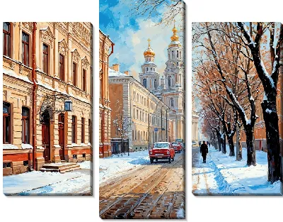 Модульная картина Пришла зима в город на Неве