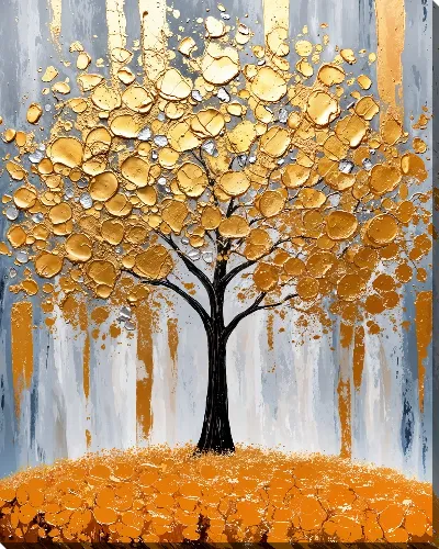 Картина маслом Денежное дерево в золоте
