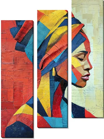 Модульная картина Африканка в стиле кубизма