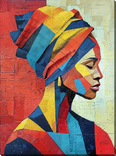 Картина маслом Африканка в стиле кубизма