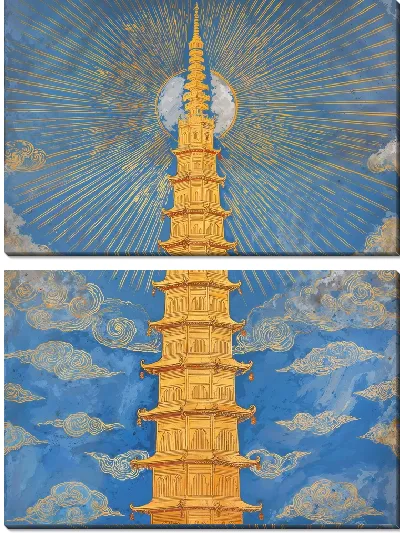 Модульная картина Пагода Буддистское сооружение