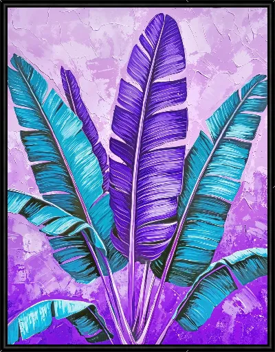 Картина Листья банана в цвете фуксия