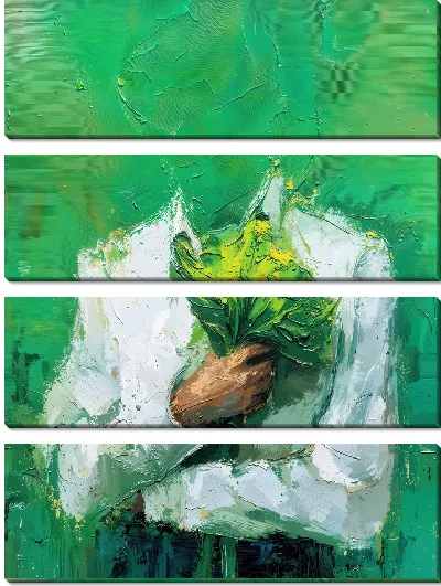 Модульная картина Безликий с цветами