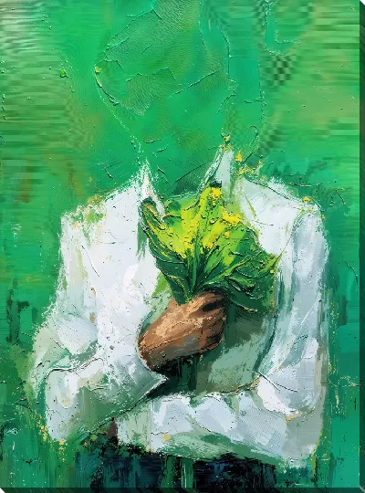 Картина маслом Безликий с цветами