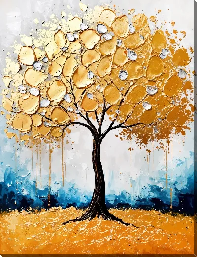 Картина маслом Денежное дерево в золоте №2