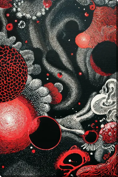 Картина маслом Красно-бело-черная абстракция