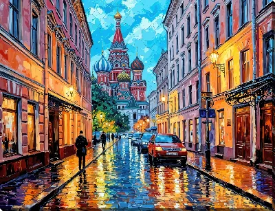 Картина маслом По улицам Москвы