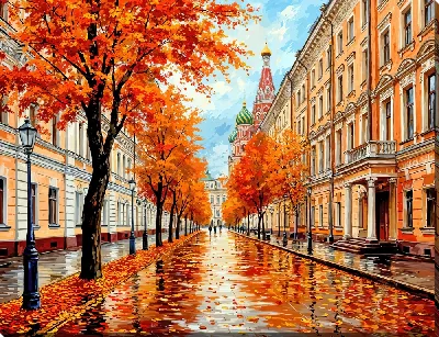 Картина маслом Осень по Москве ходила