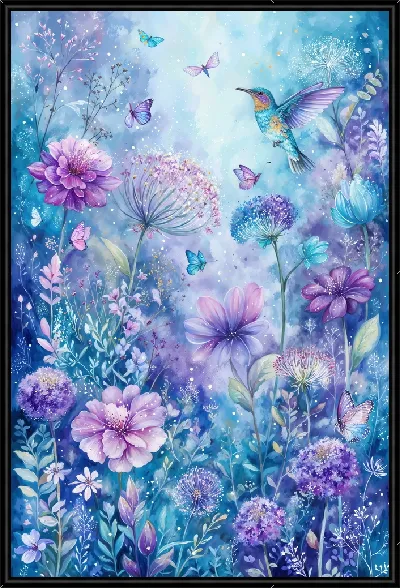 Картина Колибри и бабочки фентэзи стиль