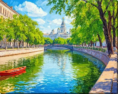 Картина маслом Канал большого города