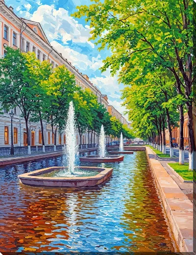 Картина маслом Три фонтана