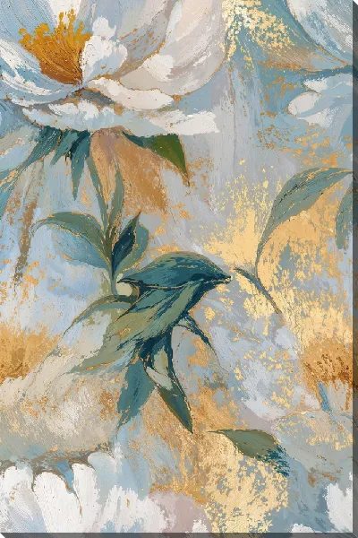 Картина маслом Стильные цветы с золотыми оттенками