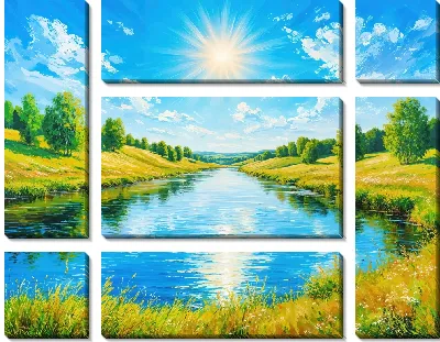 Модульная картина Большое озеро летом