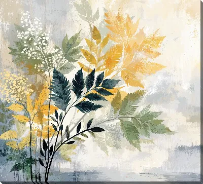 Картина маслом Композиция с листьями разных растений