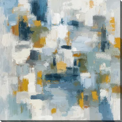 Картина маслом Бело-сине-желтая абстракция