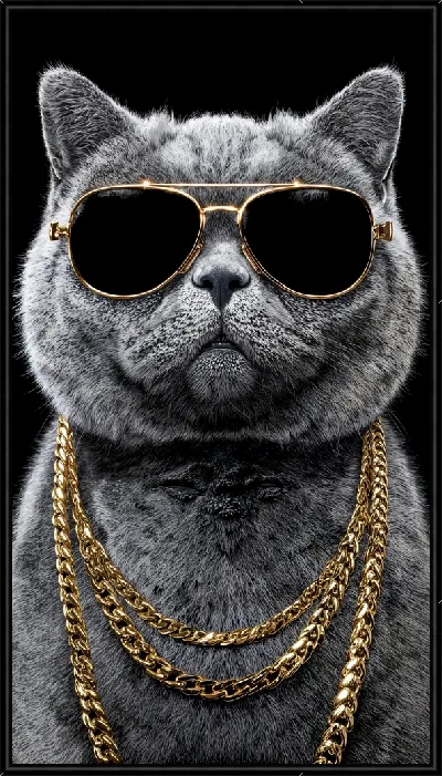 Картина Кот в очках и с золотой цепью