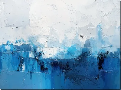 Картина маслом Бело-синяя абстракция