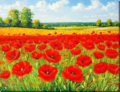 Картина маслом Красное поле маков