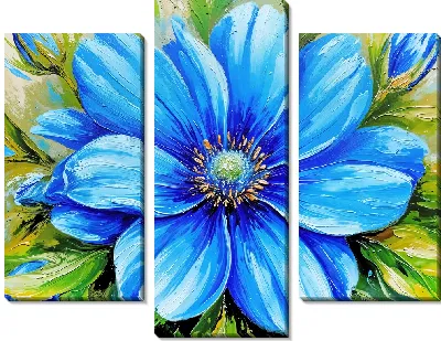 Модульная картина Крупный сине-голубой цветок