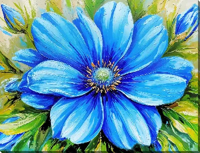 Картина маслом Крупный сине-голубой цветок