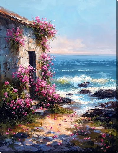 Картина маслом В тени перед морем