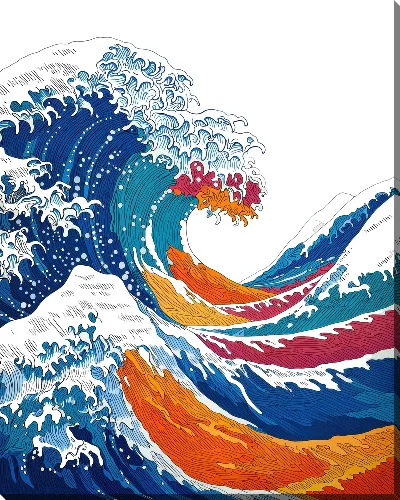 Картина маслом Волна плещется разноцветная