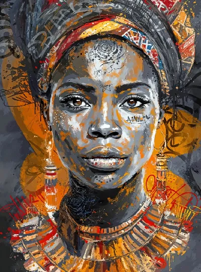 Плакат Девушка африканка я сркими акцентами