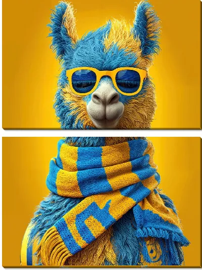 Модульная картина Альпака в желтых очках