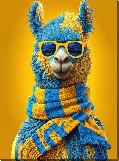 Картина маслом Альпака в желтых очках