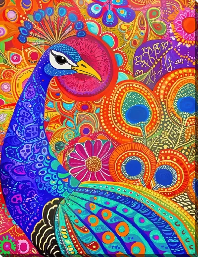 Картина маслом Яркий павлин
