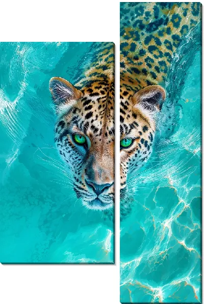 Модульная картина Леопард в воде