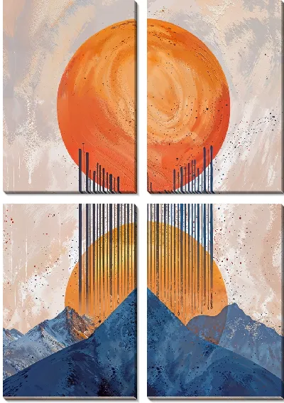 Модульная картина Два Солнца над горами