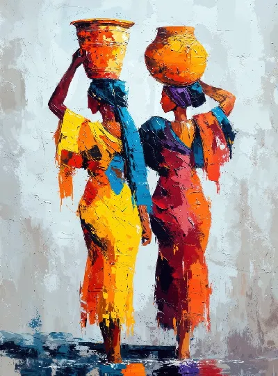 Плакат Две африканки с кувшинами на голове