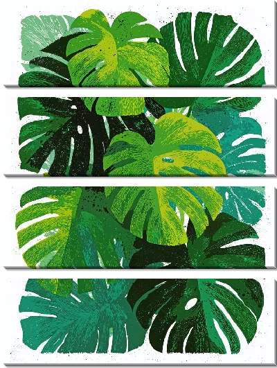 Модульная картина Листья пальмы на белом фоне