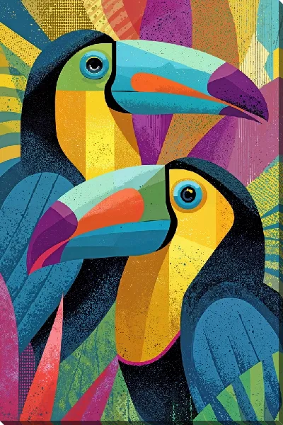Картина маслом Два ярких тукана