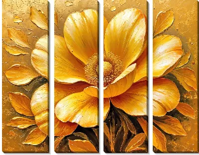 Модульная картина Позолоченный цветок №5