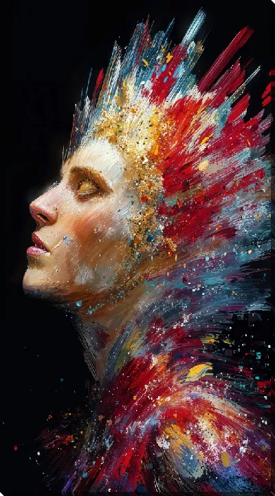 Картина маслом Арт лицо с брызгами