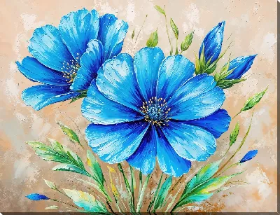 Картина маслом Сине-голубые цветки