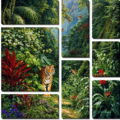 Модульная картина Тигр в джунглях №3