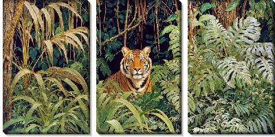 Модульная картина Тигр в джунглях №4